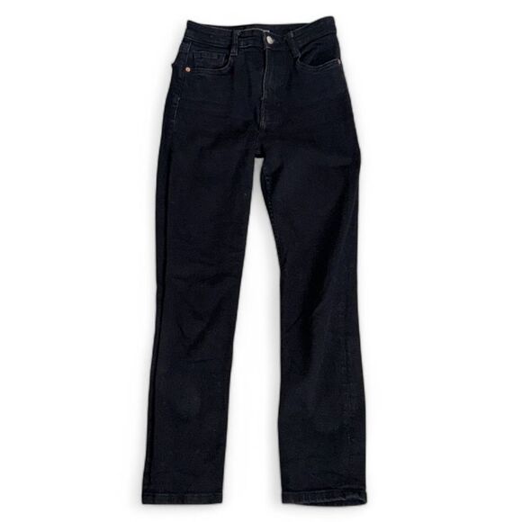 Zara‎ Black High Rise Straight Leg Pants Size 2 Minimalist Chic Classic - Picture 1 of 6